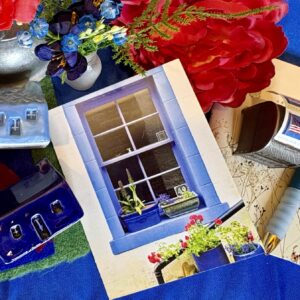 Blue Trimmed Window Notecards